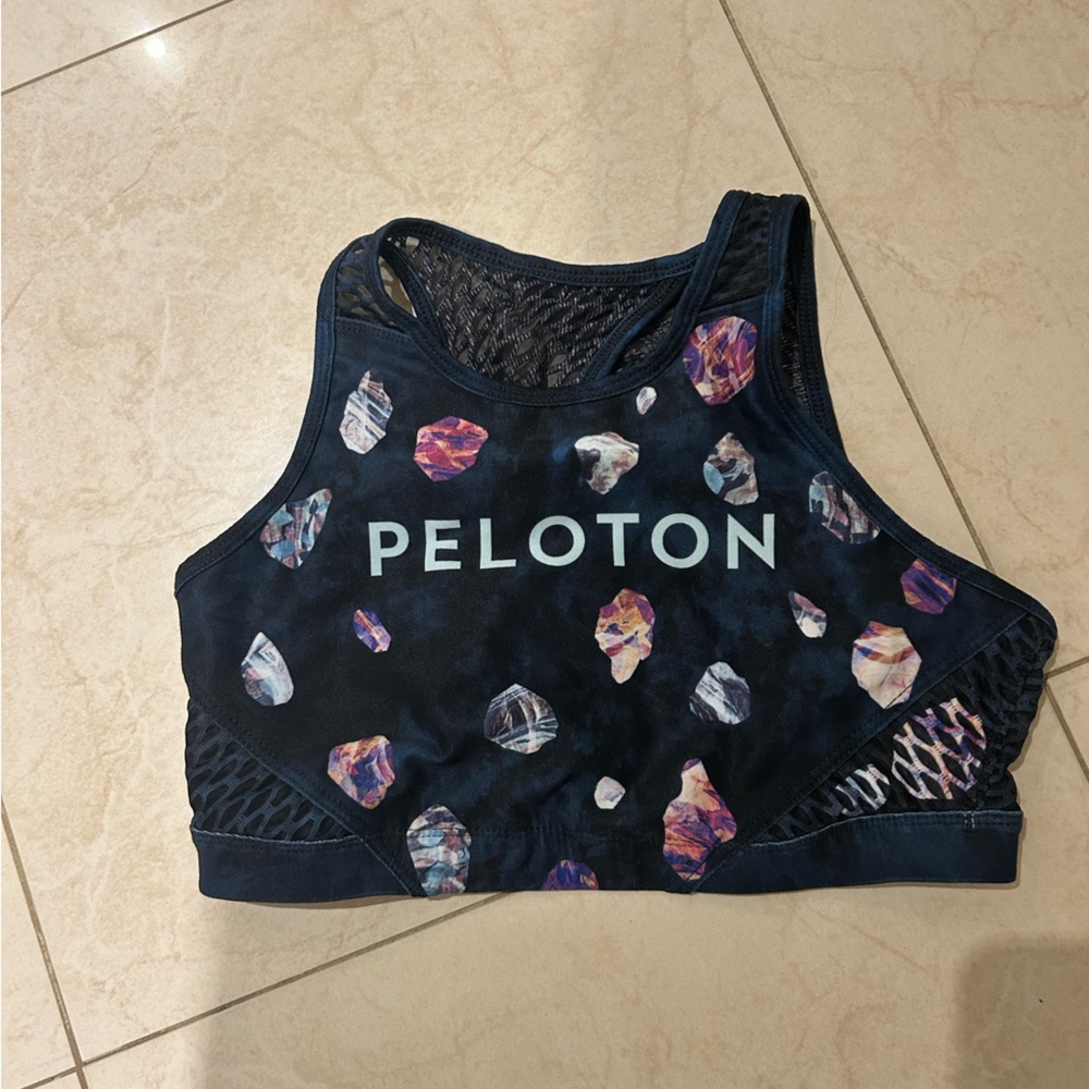 Peloton Women's Sports Bra - Black with Purple Print